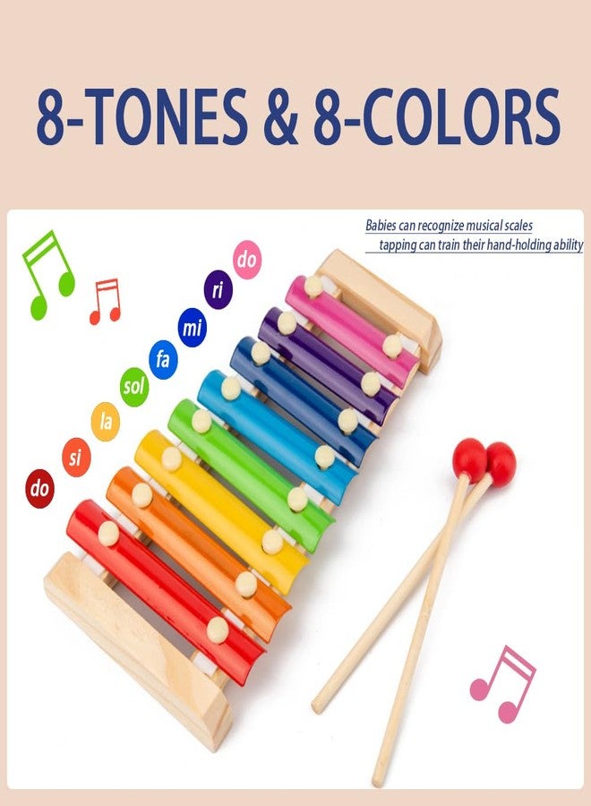 Liyujuping Xylophone for Toddlers, Baby Xylophone with 2 Safe Wooden Mallets and 8 Diatonic Keys, Toddler Musical Instruments Toys for Educational & Preschool Learning - Image 3
